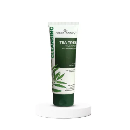 Nature Beauty Tea Tree Face Wash 100ml - Anti-bacterial and deep cleansing tea tree facial cleanser for acne-prone skin