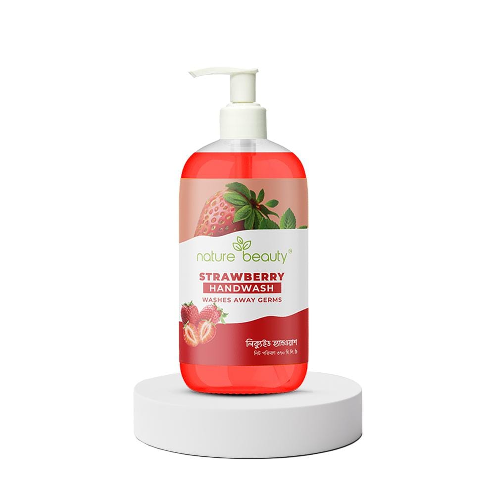NB-HW-Strawberry (1) Nature Beauty Strawberry Handwash 370ml - Gentle and anti-bacterial strawberry scented hand wash for soft hands