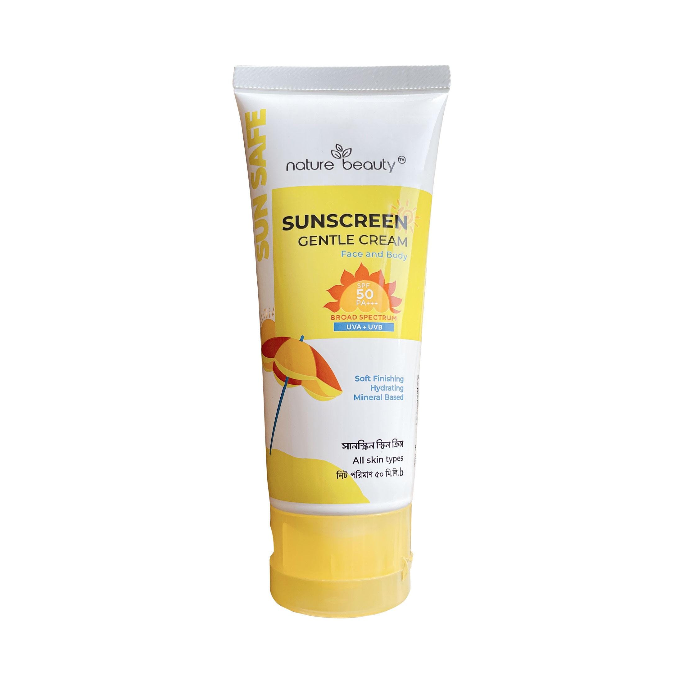 Sunscreen-raw Nature Beauty Sunscreen Gentle Cream SPF50 PA+++ - 50ml - Image 1