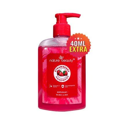 Nature Beauty Strawberry Handwash 200ml - Gentle and anti-bacterial strawberry scented hand wash for soft hands