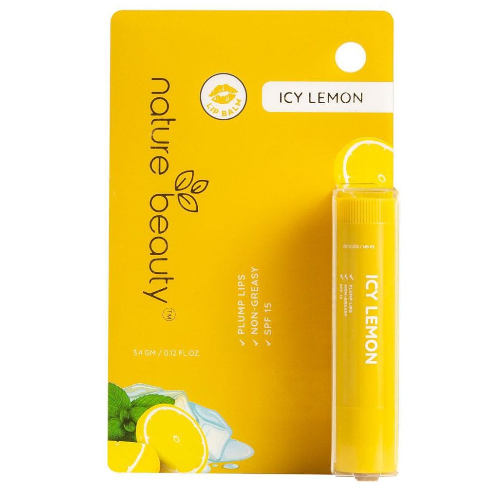 ICY-Lemon Nature Beauty Icy Lemon Lip Balm 3.4g (Country of Origin: PRC) - Refreshing lemon scented moisturizing lip balm with SPF 15 for dry lips